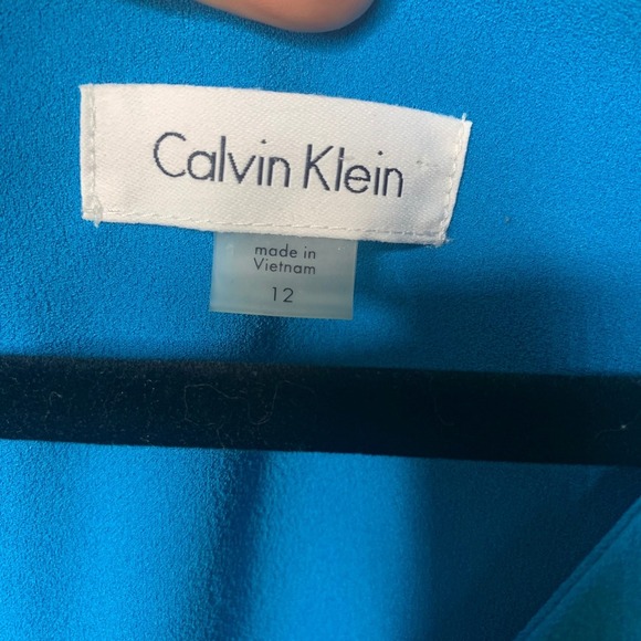 Calvin Klein blue shift Dress Bell Sleeve V-Neck Career Cocktail Party size 12 - Picture 4 of 6